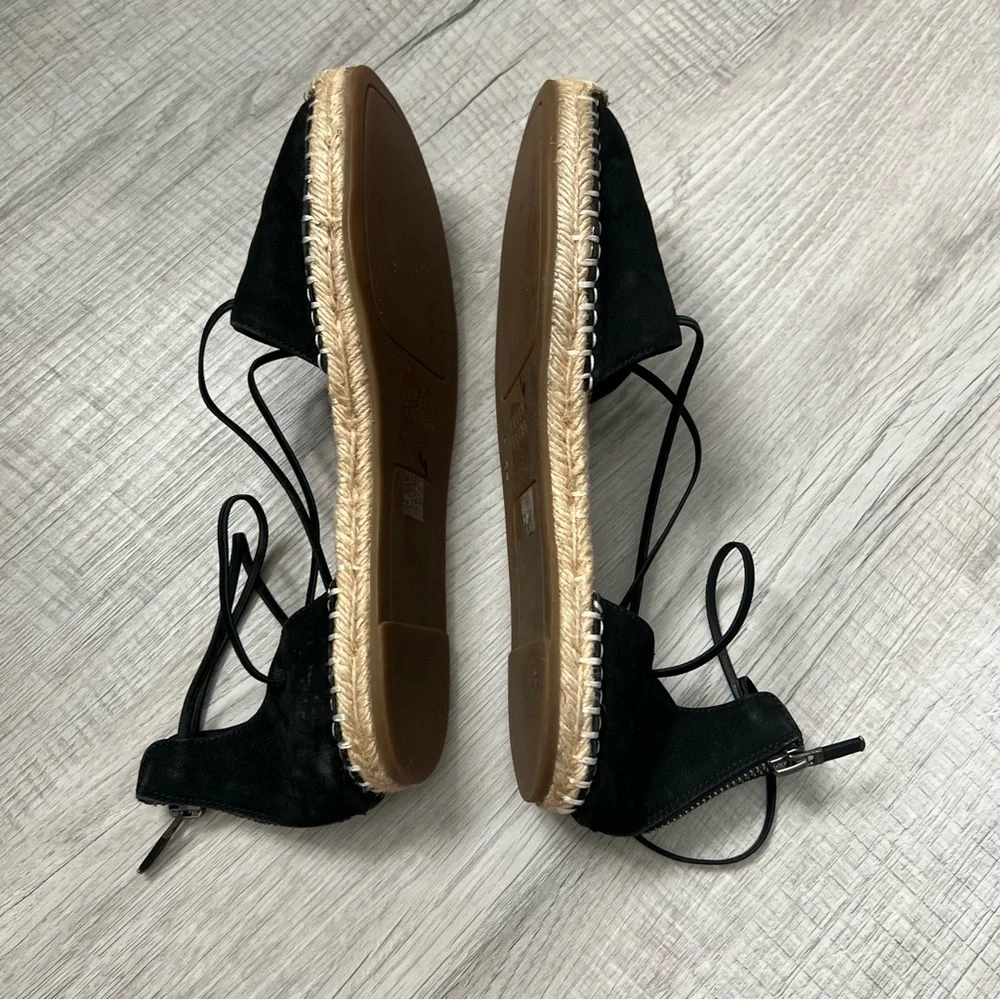 EILEEN FISHER Lace Leather Espadrille Black and Tan Size 7
